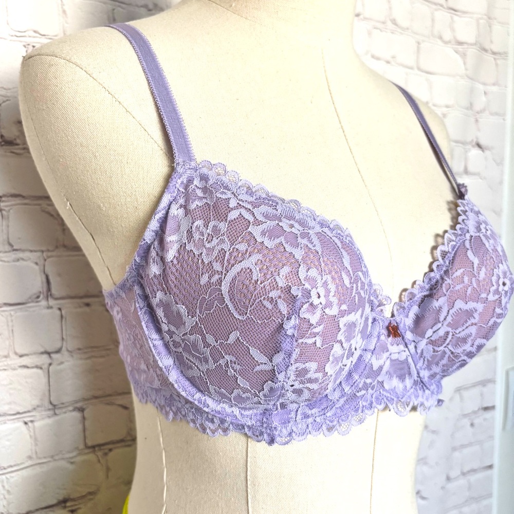 SAVAGE X FENTY Unlined Lace Full Coverage Underwire Purple Lavender Bra--36C